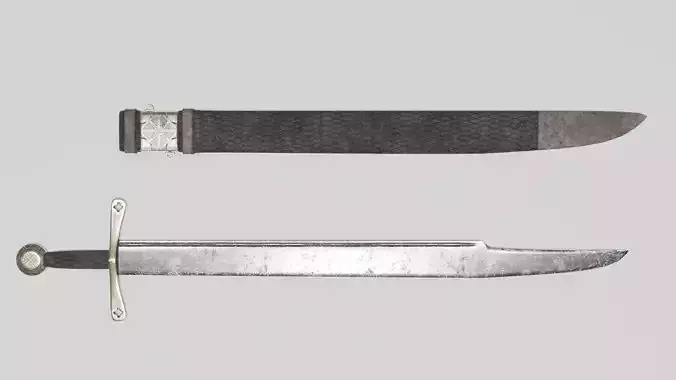 Falchion One-Handed Sword Low-poly 3D model