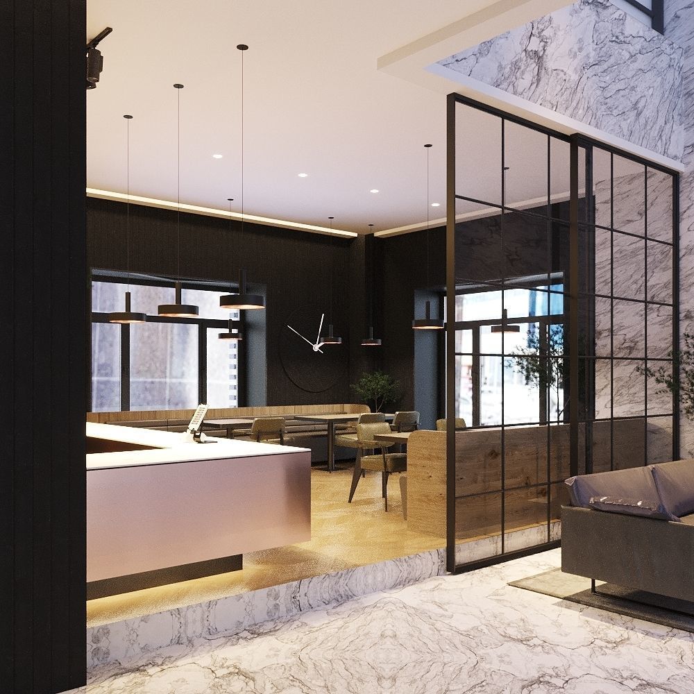 Coffee Shop 3D Model Interior Scene Low-poly 3D model_1