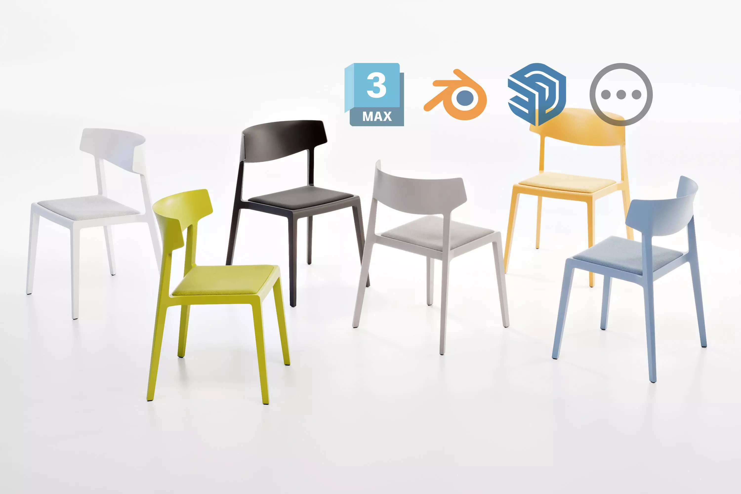 Actiu Wing Stackable Chair - Vintage Style for Collective Spaces 3D model_0