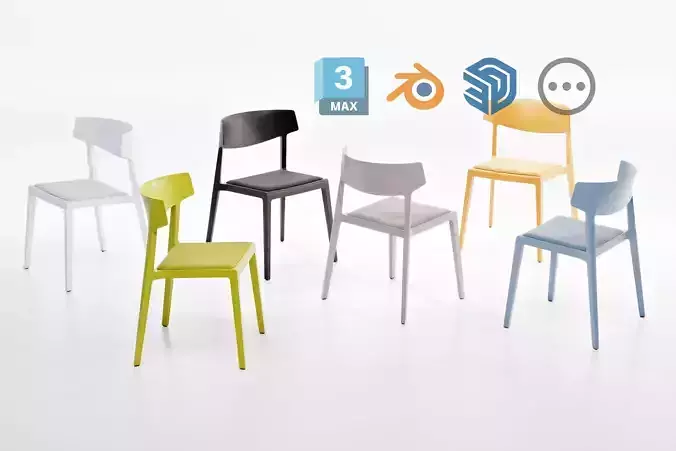 Actiu Wing Stackable Chair - Vintage Style for Collective Spaces 3D model
