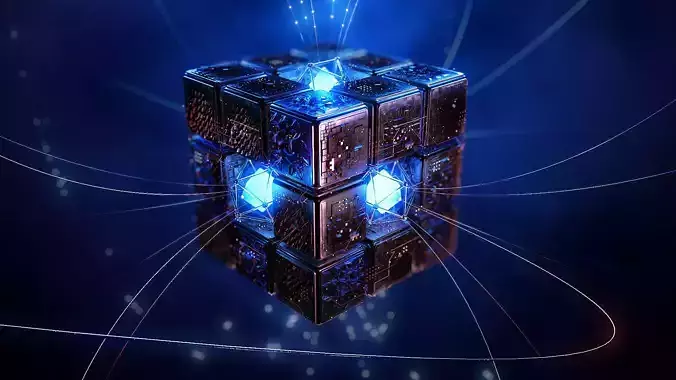 Future technology Cyberpunk Rubiks cube 3D model