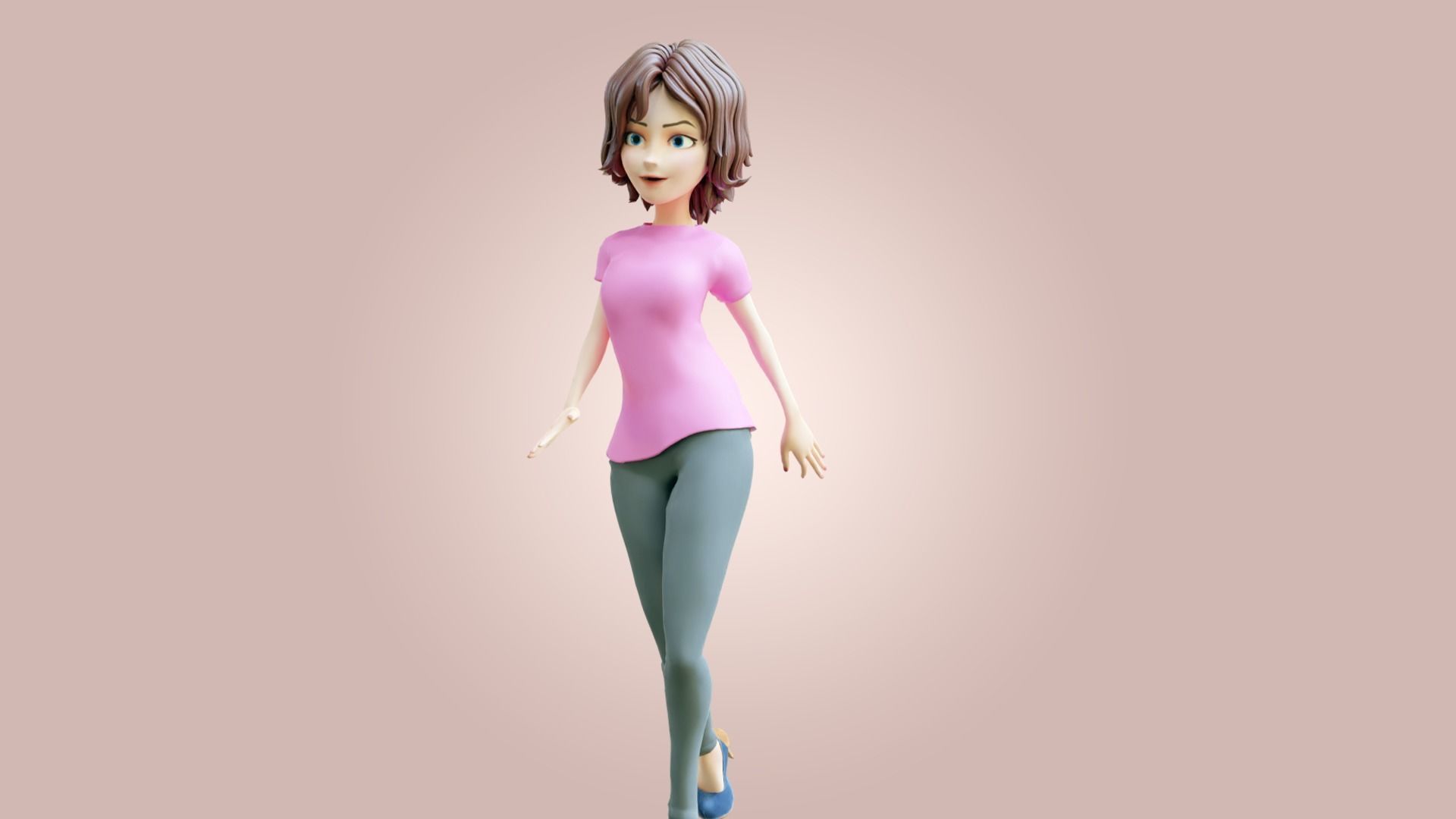 Karton Rigged 3D model Cartoon Woman Rigged 3D model VR / AR / low-poly rigged ...