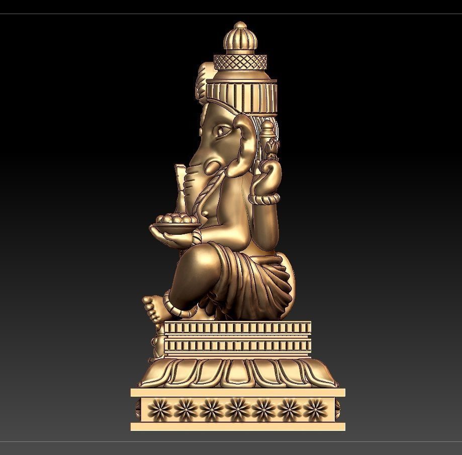 VINAYAGAR 3D golden statue of deity 3D print model_4