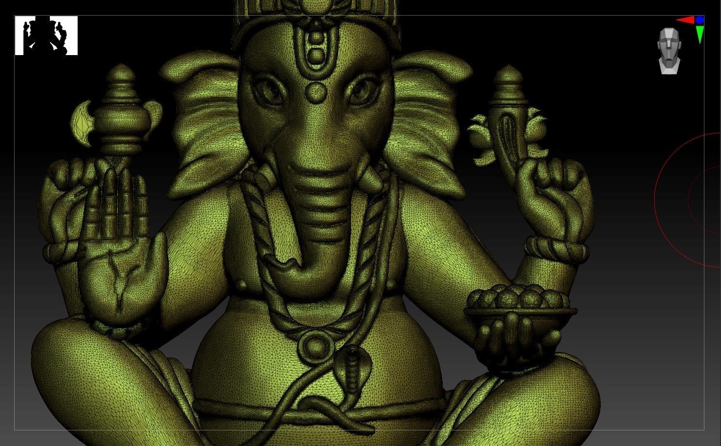 VINAYAGAR 3D golden statue of deity 3D print model_9