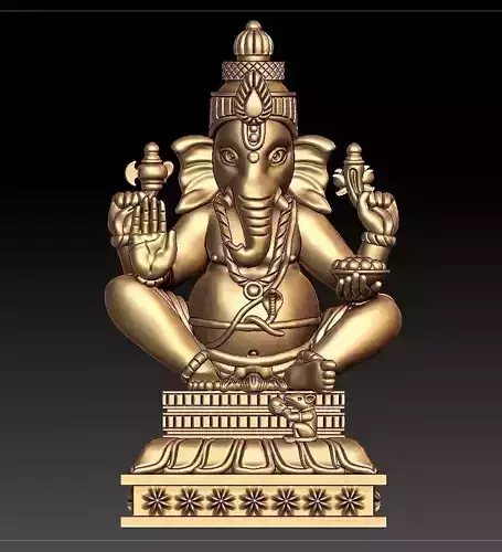 VINAYAGAR 3D golden statue of deity 3D print model