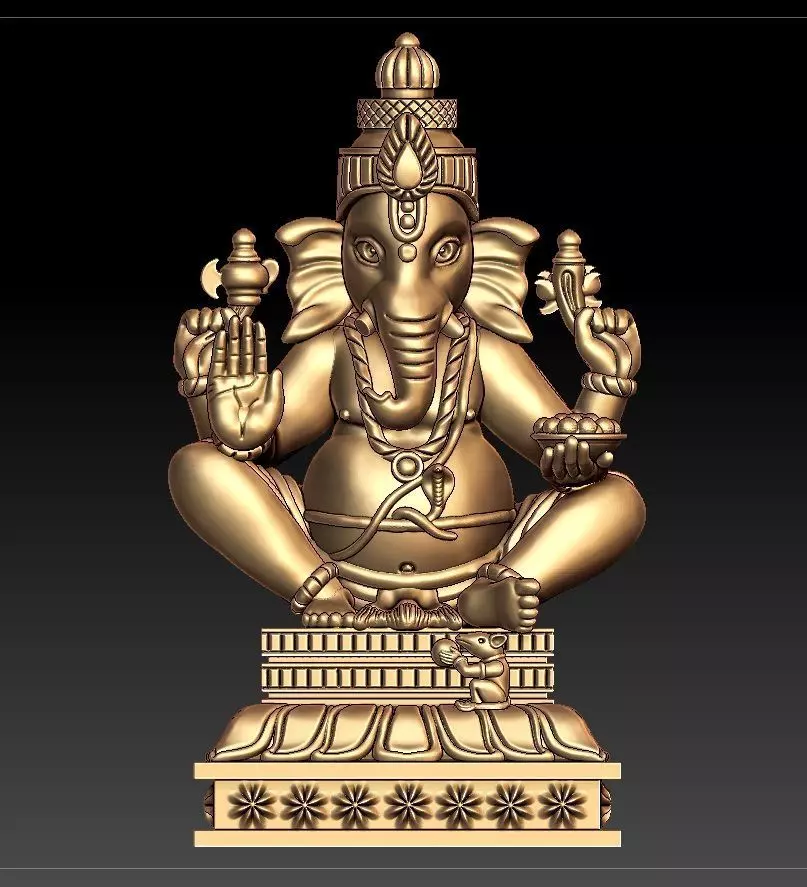 VINAYAGAR 3D golden statue of deity 3D print model_0