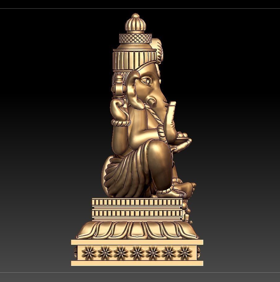 VINAYAGAR 3D golden statue of deity 3D print model_6