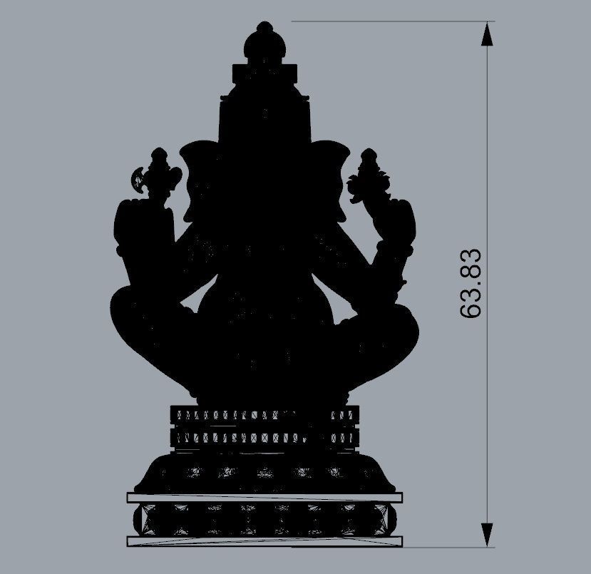 VINAYAGAR 3D golden statue of deity 3D print model_3