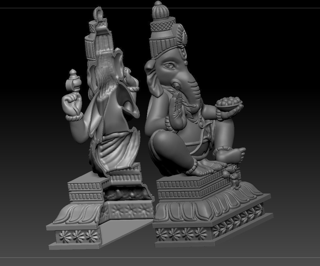 VINAYAGAR 3D golden statue of deity 3D print model_11