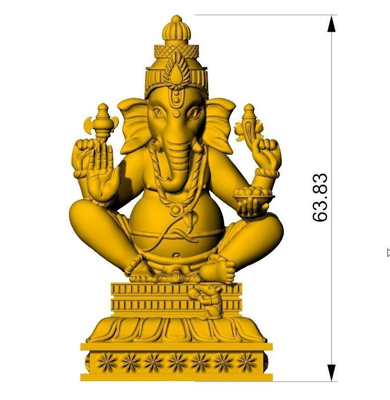 VINAYAGAR 3D golden statue of deity 3D print model_1