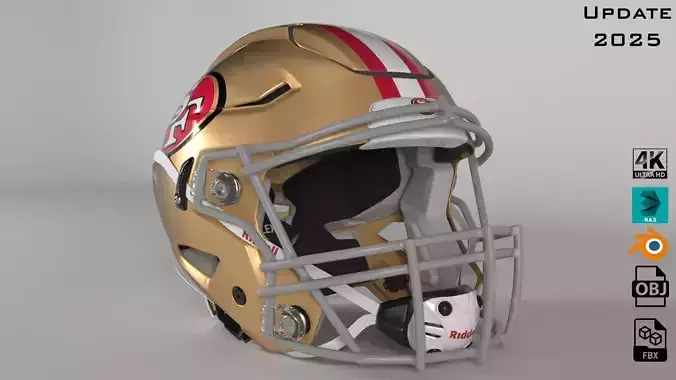 49ERS SAN FRANCISCO Helmet Football NFC West PBR updated 2025 3D model