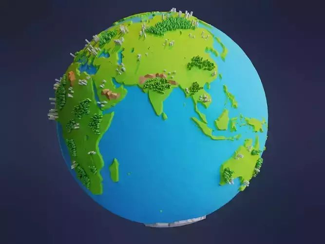 Low Poly Earth Low-poly 3D model
