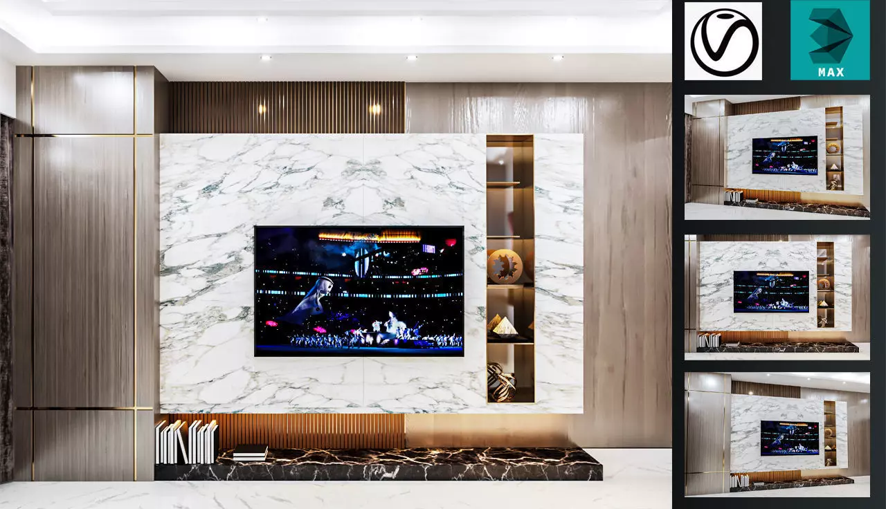 Modern TV Wall 07 Free 3D model