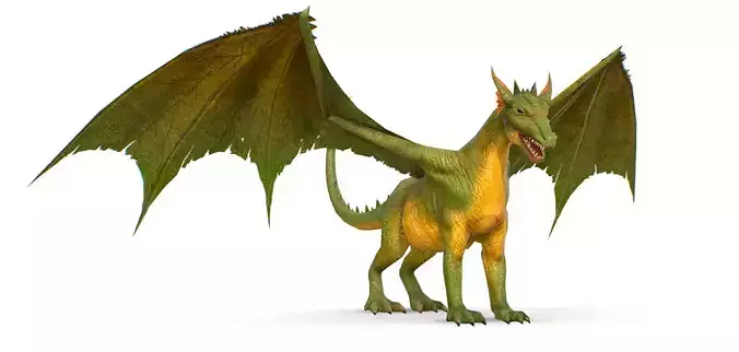 LowPoly Monster Flying Green Dragon