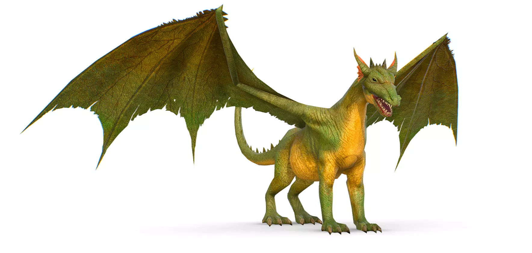 LowPoly Monster Flying Green Dragon Low-poly 3D model