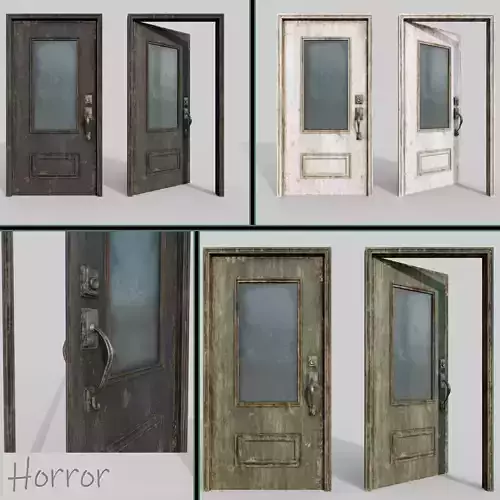 Door Low Poly Damaged 
