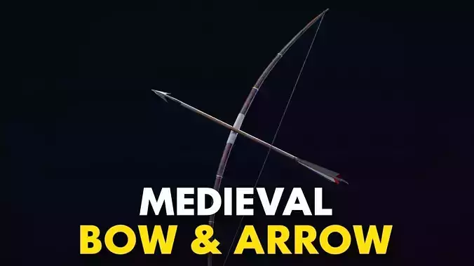 Medieval Weapon Bow and Arrow -PBR- Game Ready Low-poly 3D model