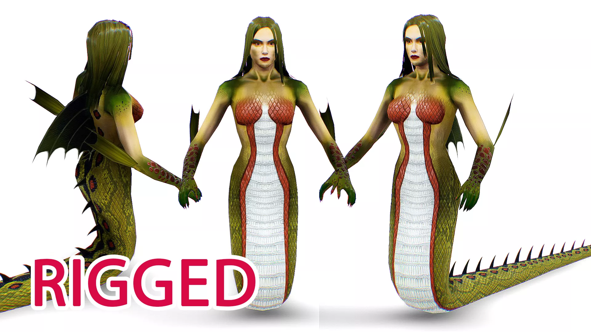 Siren - Greek Mythology Female Creature Monster - Mermaid Medusa Low-poly 3D model