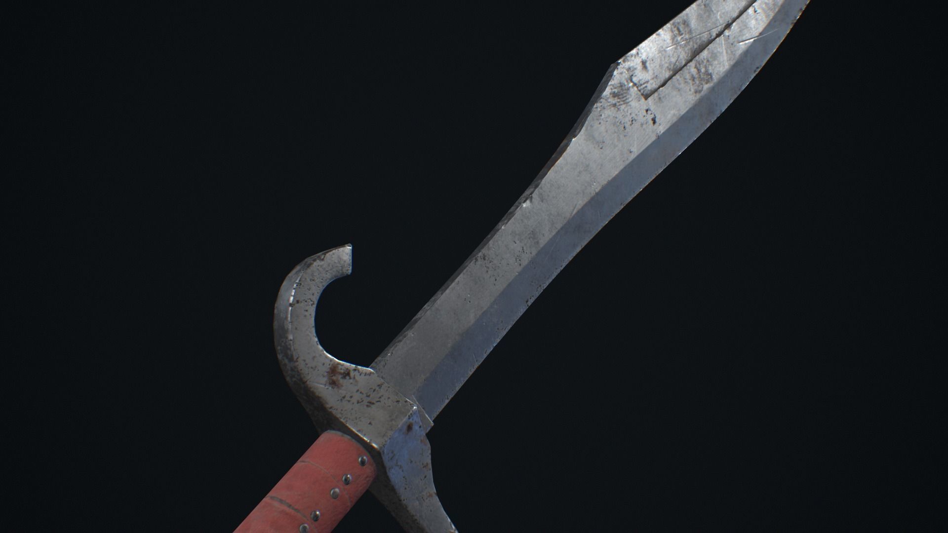 Medieval Weapon Falchion -PBR- Game Ready Low-poly 3D model_3