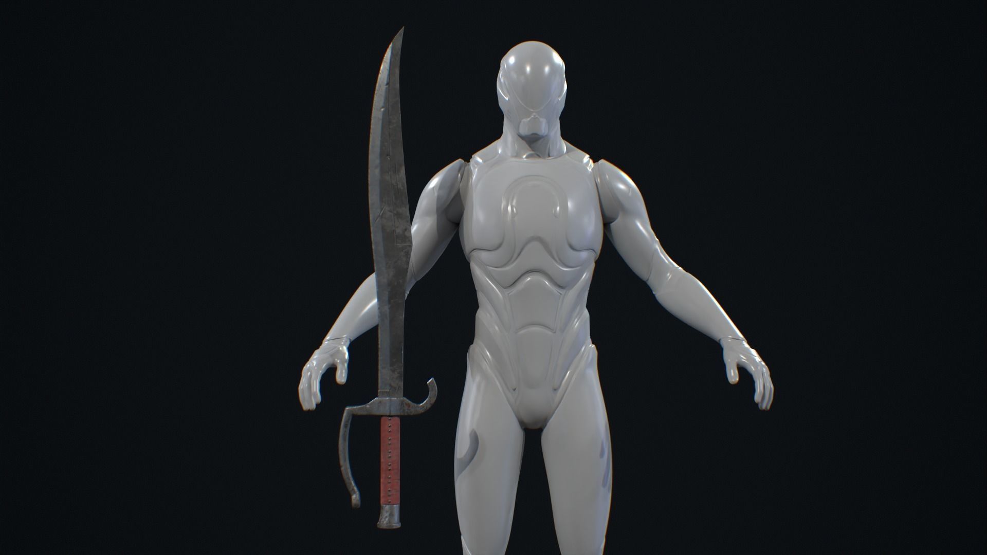 Medieval Weapon Falchion -PBR- Game Ready Low-poly 3D model_6