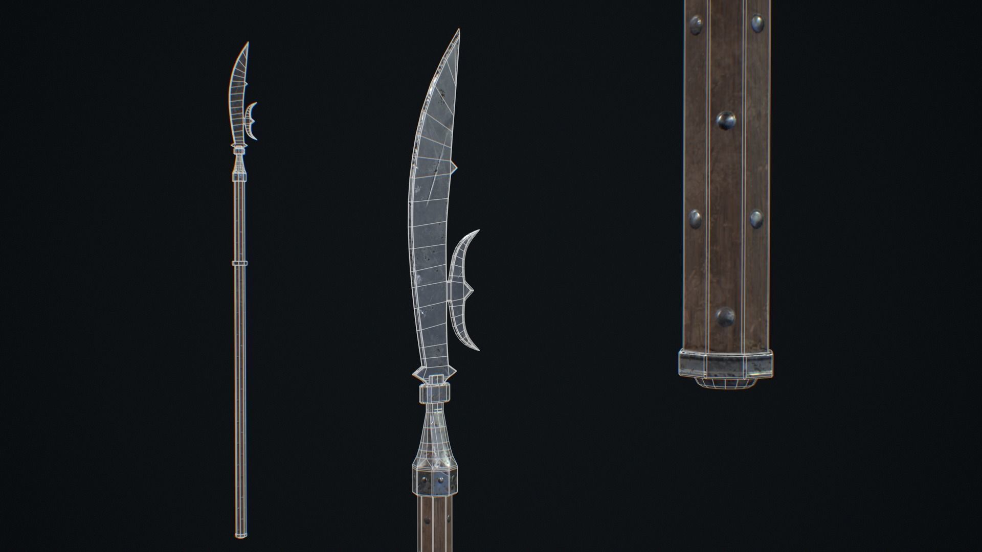 Medieval Weapon Fauchard -PBR- Game Ready Low-poly 3D model_5