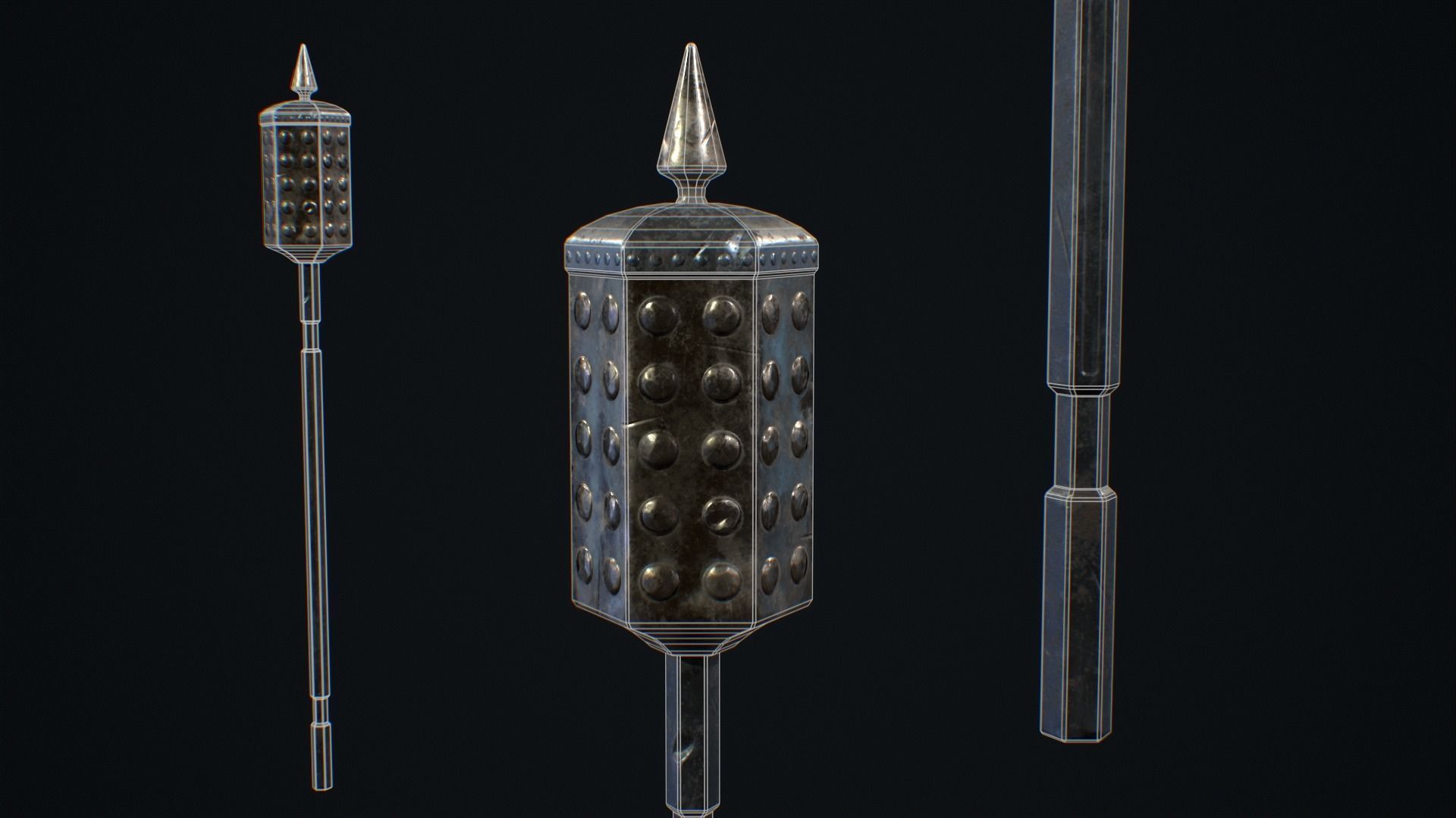 Medieval Weapon Mace -PBR- Game Ready Low-poly 3D model_5