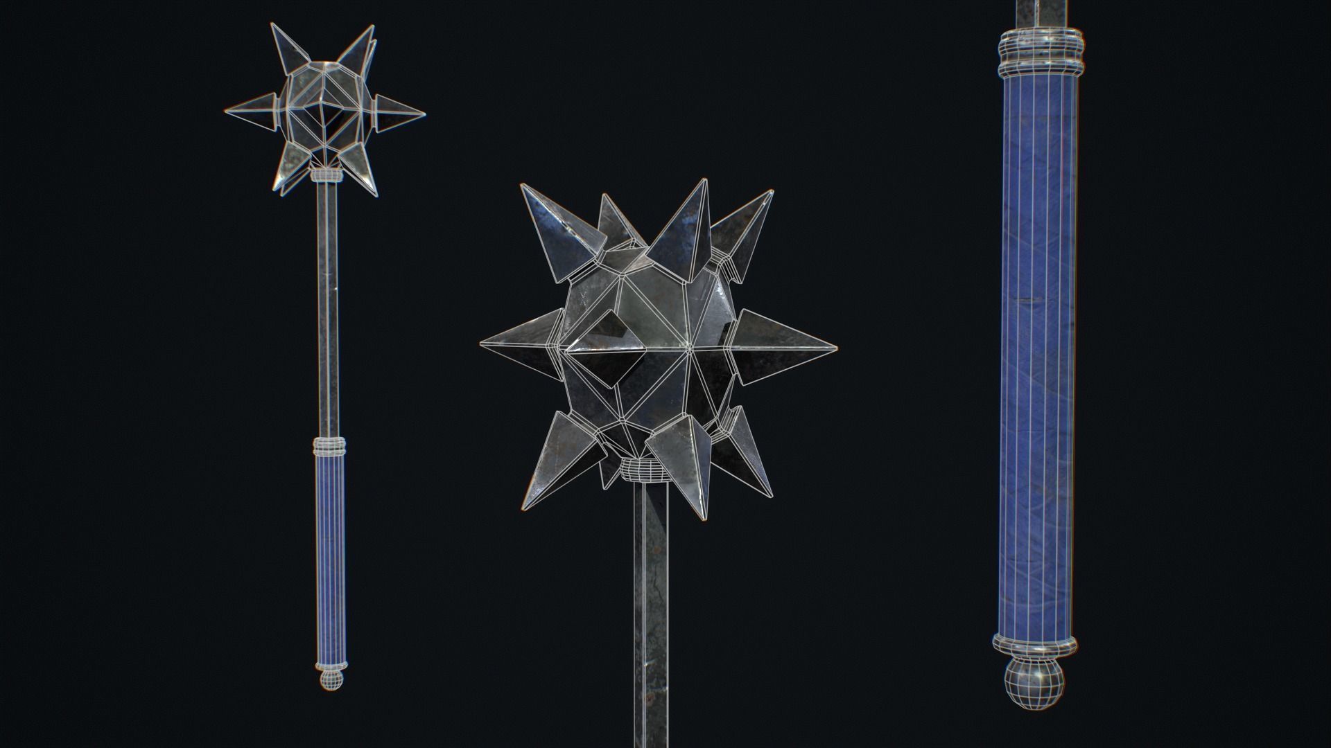 3D model Medieval Weapon Morning Star PBR Game Ready VR / AR / low