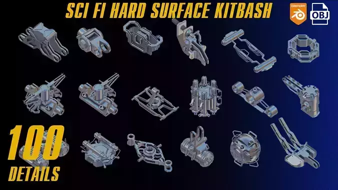 Sci-Fi Hard Surface KITBASH 100 DETAILS