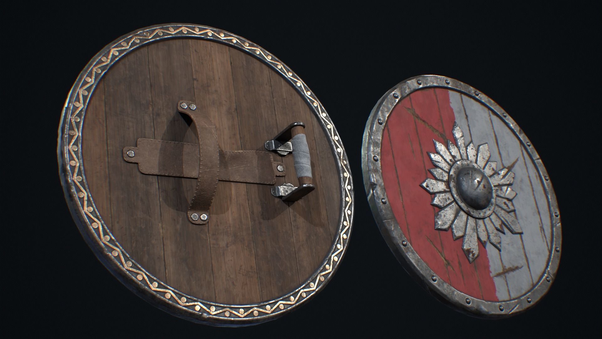 Medieval Weapon Shield -PBR- Game Ready Low-poly 3D model_1