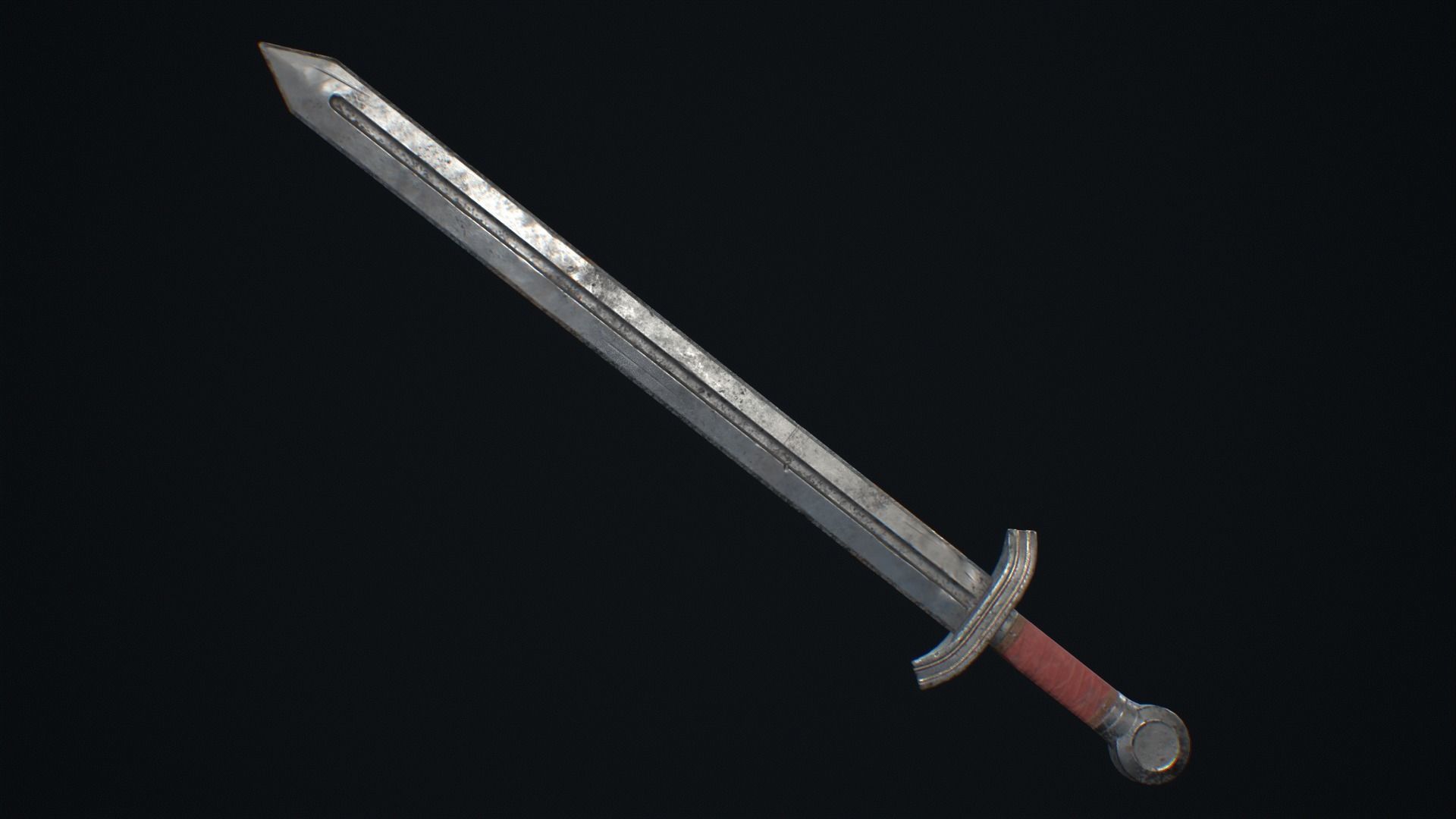 Medieval Weapon Short Sword -PBR- Game Ready Low-poly 3D model_1