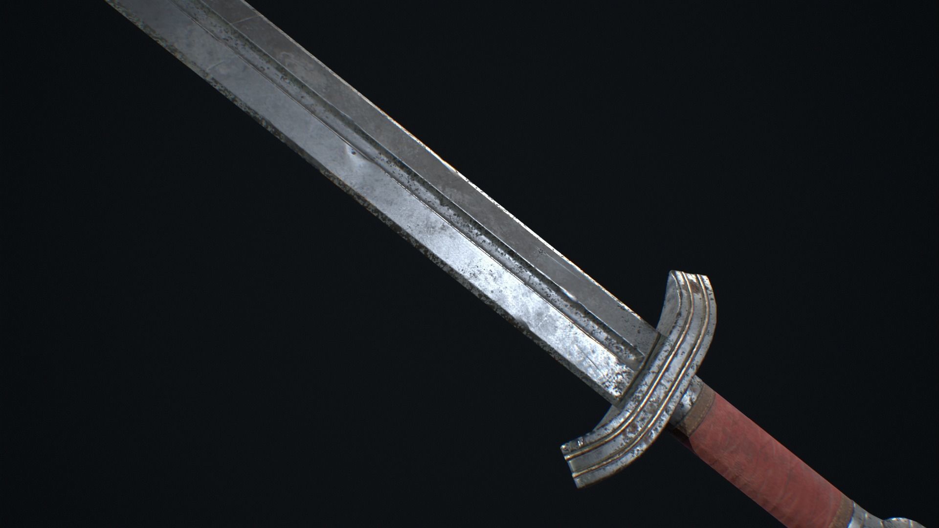 Medieval Weapon Short Sword -PBR- Game Ready Low-poly 3D model_3