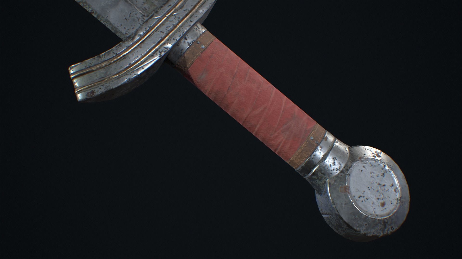 Medieval Weapon Short Sword -PBR- Game Ready Low-poly 3D model_4