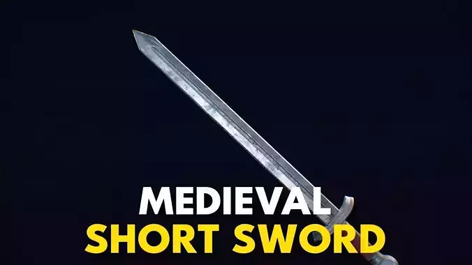Medieval Weapon Short Sword -PBR- Game Ready Low-poly 3D model