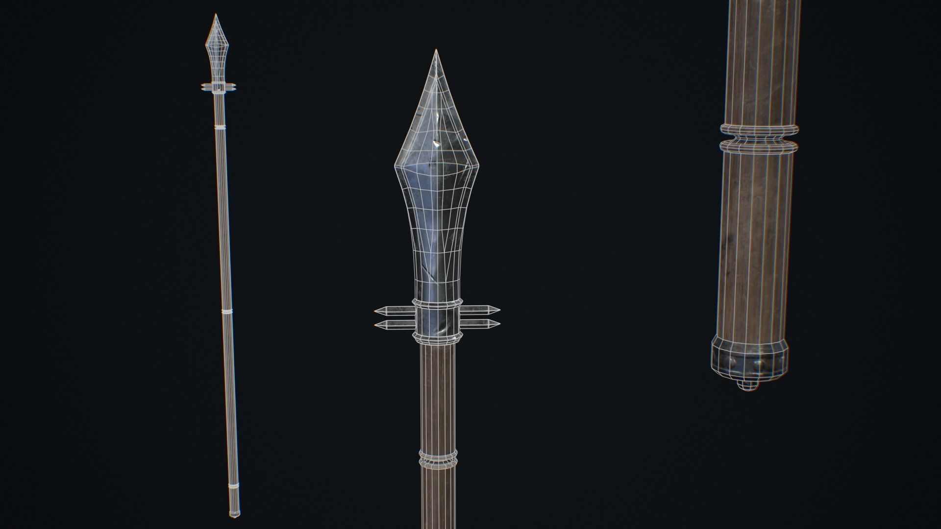 Medieval Weapon Spear  -PBR- Game Ready Low-poly 3D model_5