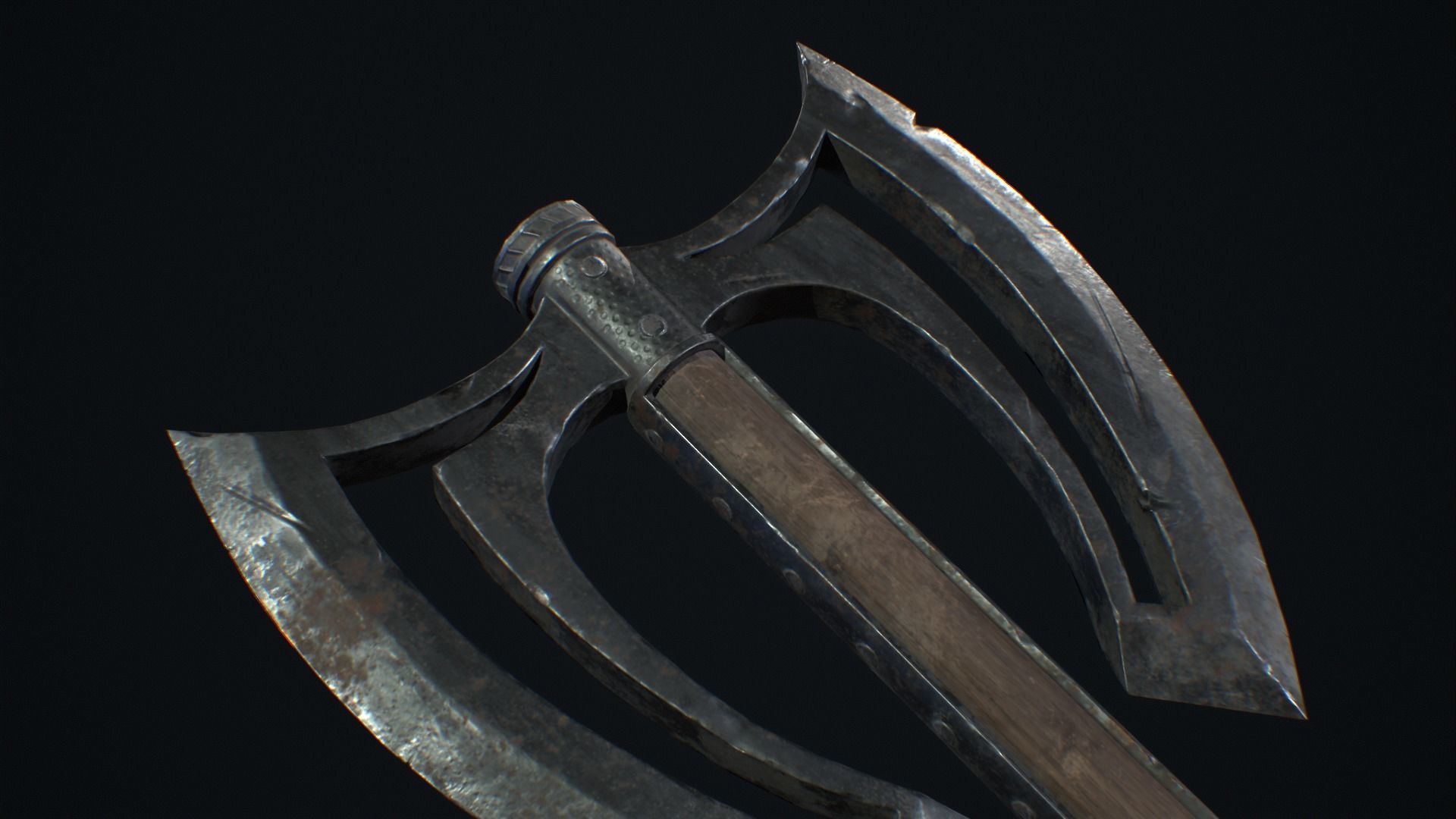 Medieval Weapon War Axe -PBR- Game Ready Low-poly 3D model_2