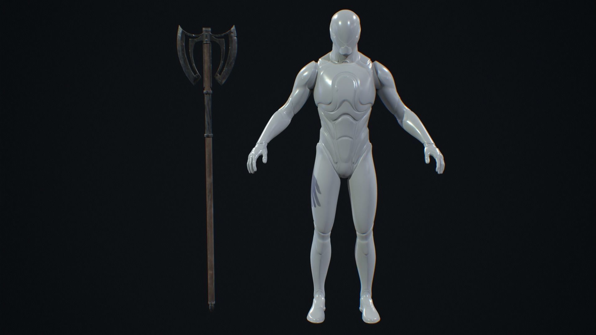 Medieval Weapon War Axe -PBR- Game Ready Low-poly 3D model_7