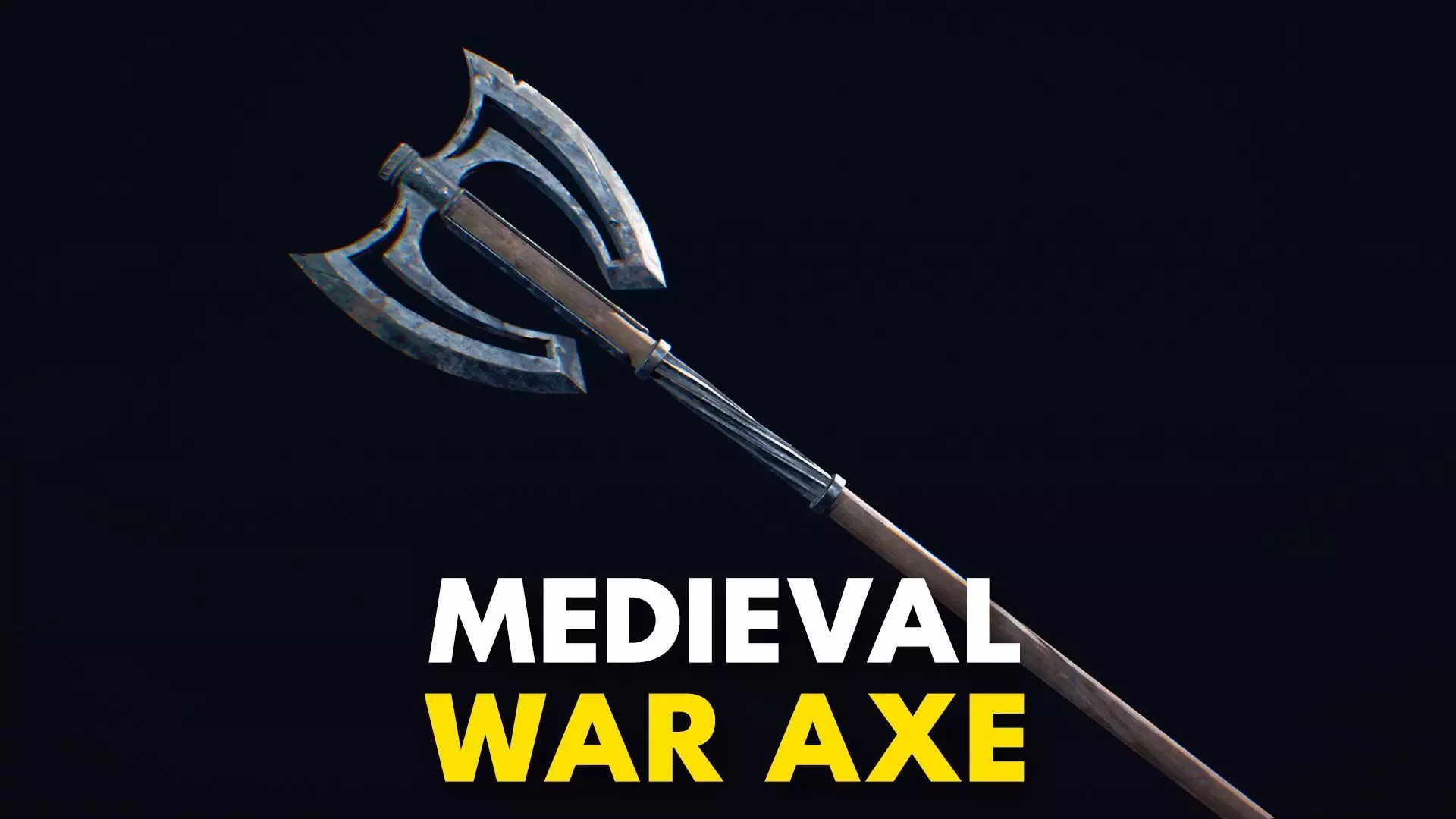 Medieval Weapon War Axe -PBR- Game Ready Low-poly 3D model_0