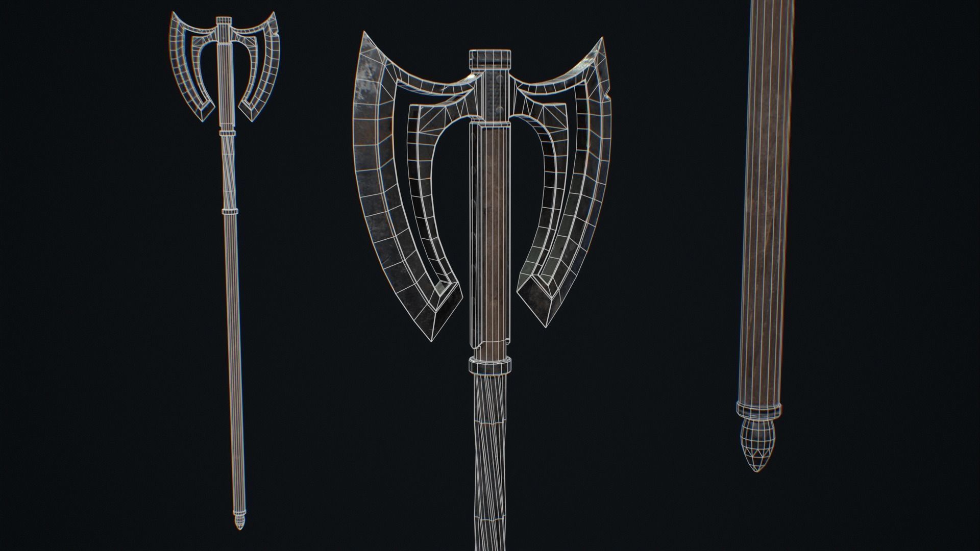 Medieval Weapon War Axe -PBR- Game Ready Low-poly 3D model_6