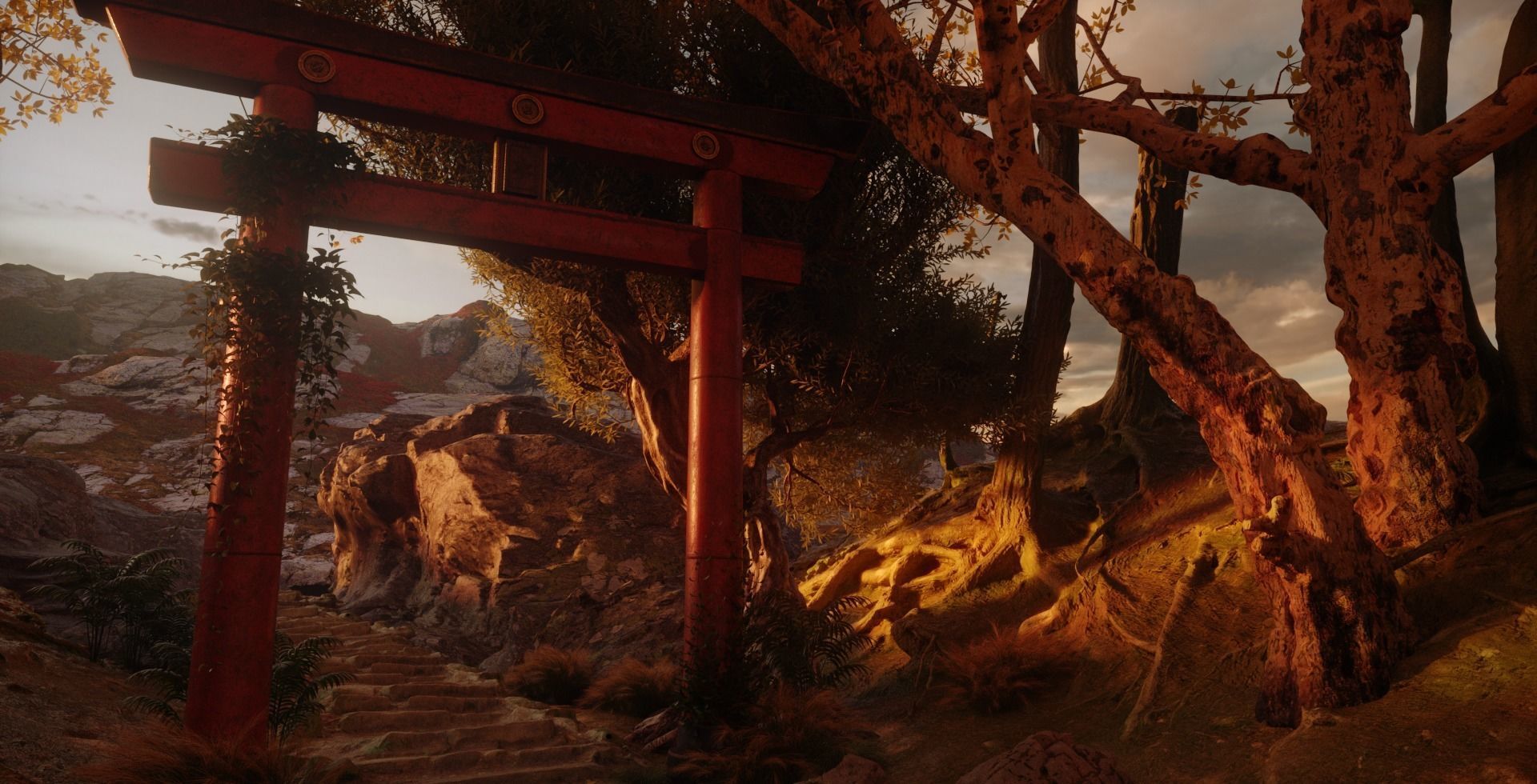 Samurai Path Torii Gate Model Scene 3D model_2
