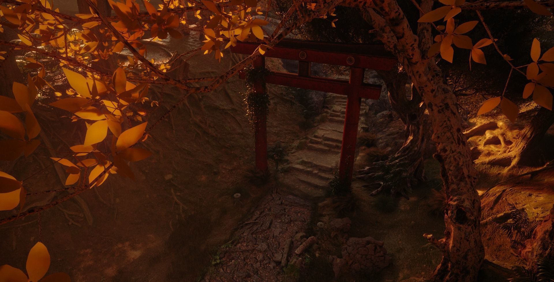 Samurai Path Torii Gate Model Scene 3D model_1