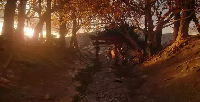 Samurai Path Torii Gate Model Scene