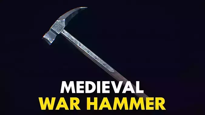 Medieval Weapon War Hammer -PBR- Game Ready Low-poly 3D model
