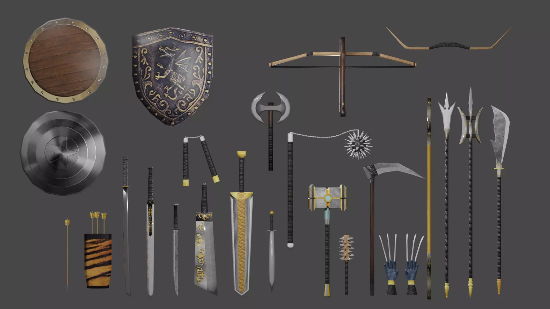 BasicWeaponPack weapons and tools Free low-poly 3D model