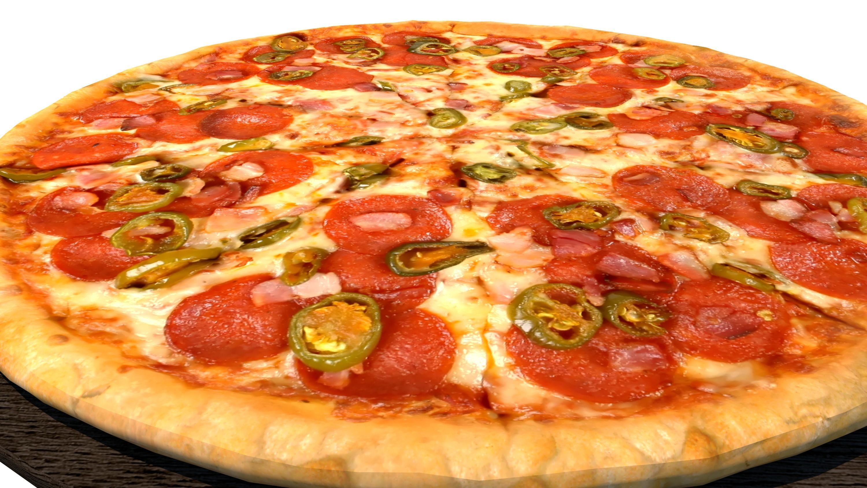 PIZZA 3D MODEL pepperoni on plate 3D model_2