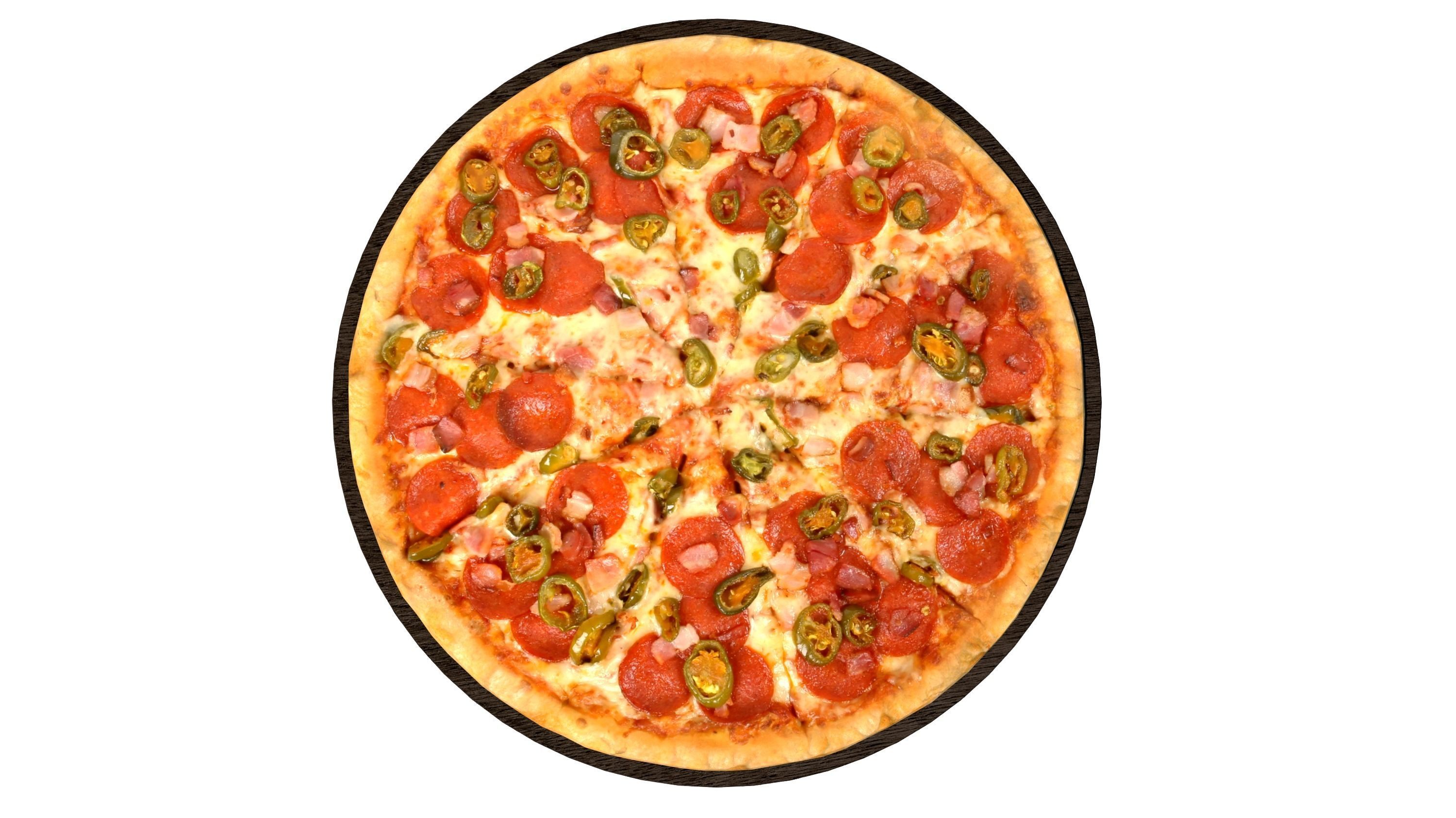PIZZA 3D MODEL pepperoni on plate 3D model_3