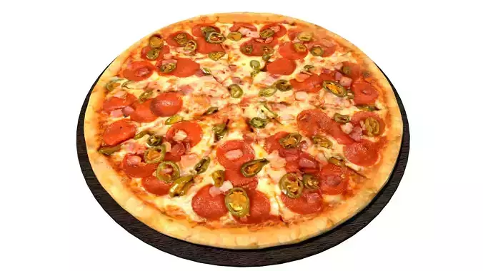 PIZZA 3D MODEL pepperoni on plate