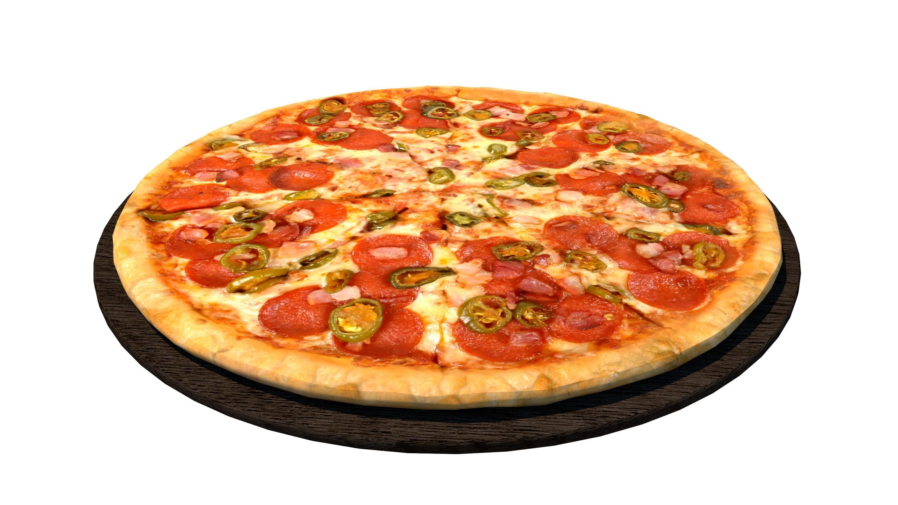 PIZZA 3D MODEL pepperoni on plate 3D model_1