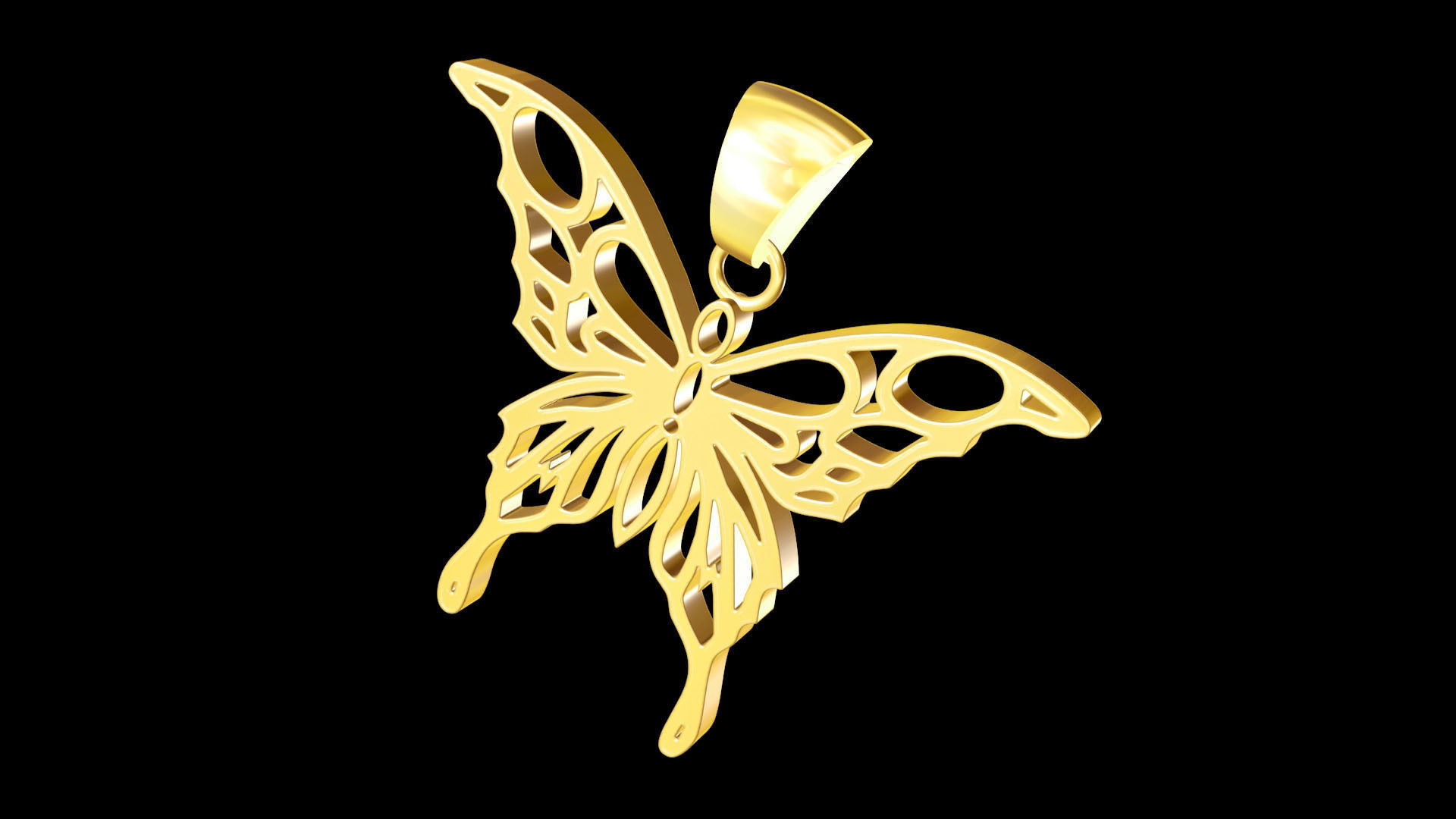 Butterfly V1 pendant jewelry gold necklace medallion 3D print model_1