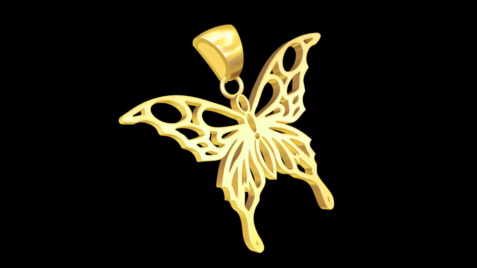 Butterfly V1 pendant jewelry gold necklace medallion 3D print model_0