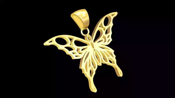 Butterfly V1 pendant jewelry gold necklace medallion 3D print model Butterfly V1 pendant jewelry gold necklace medallion 3D print model